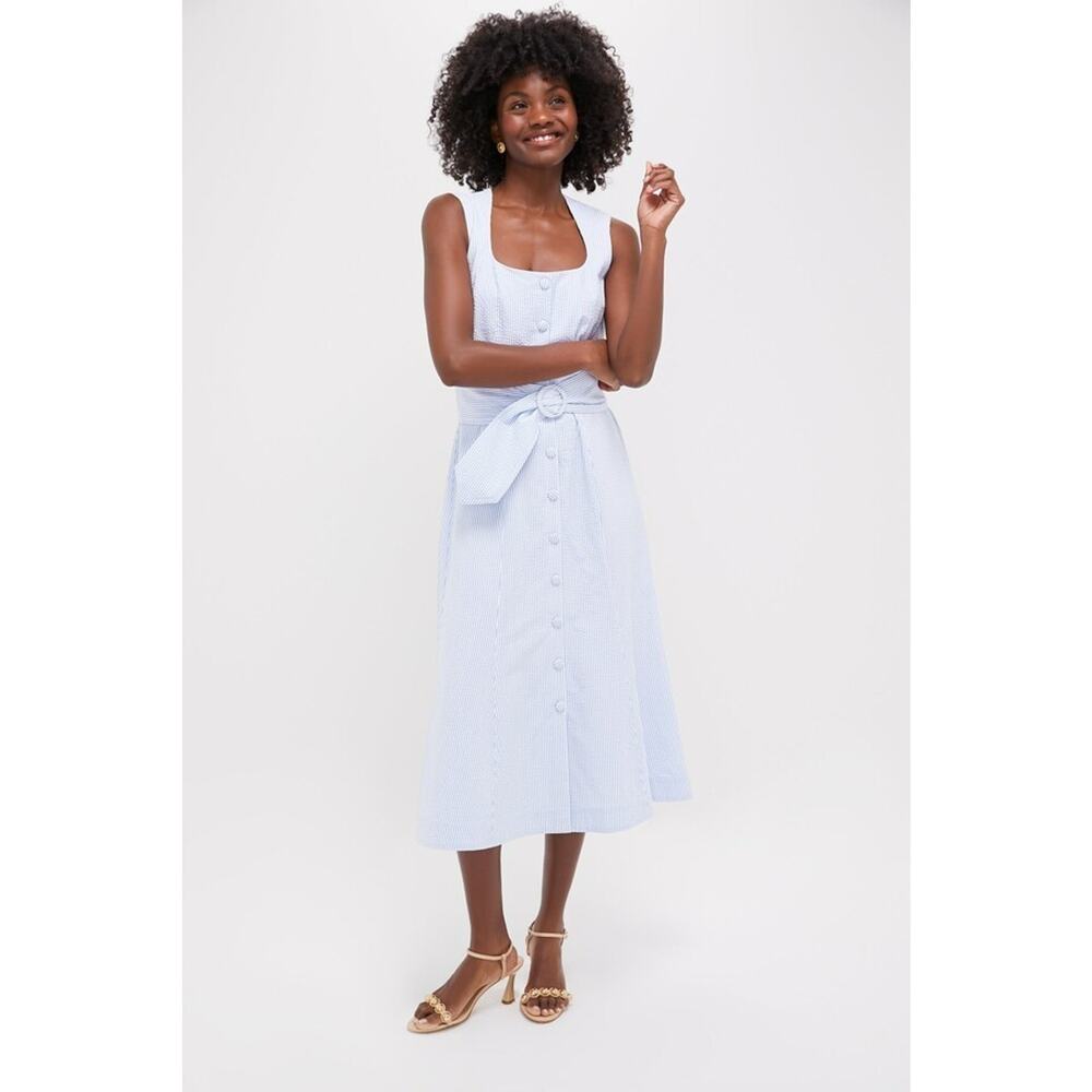 Pomander Place Light Blue Button-Front Midi Dress